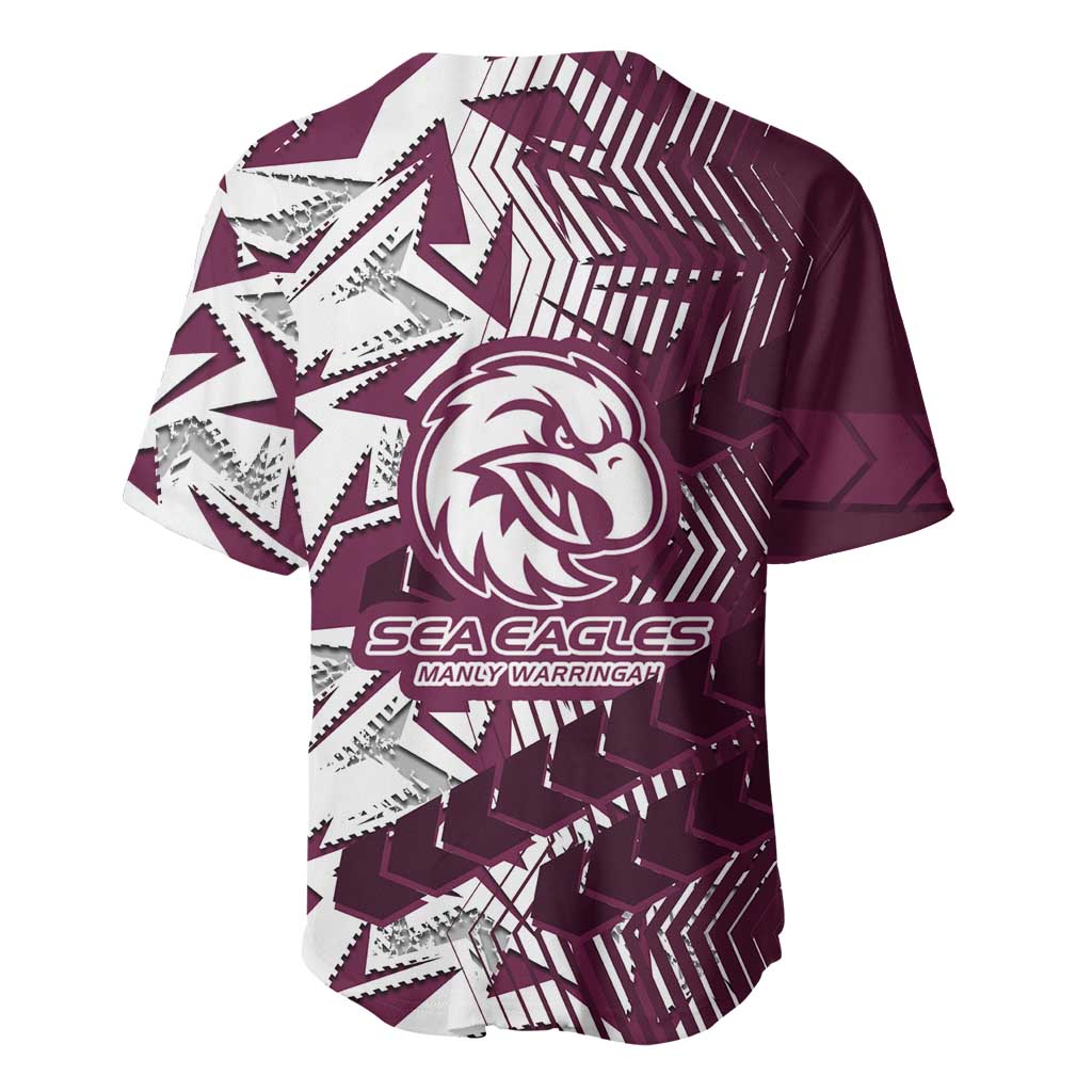 Manly Warringah Sea Eagles Rugby Baseball Jersey Fierce Mascot Geometric Tribal Art