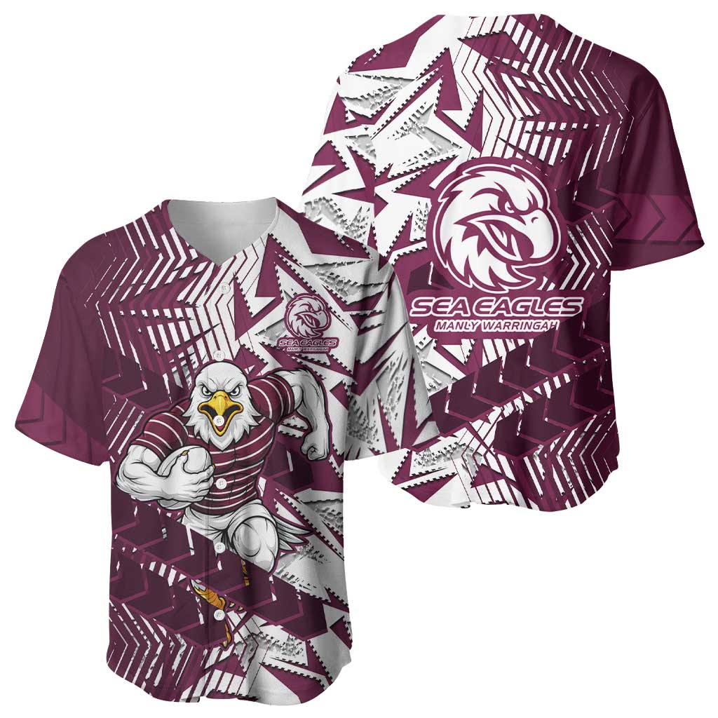 Manly Warringah Sea Eagles Rugby Baseball Jersey Fierce Mascot Geometric Tribal Art