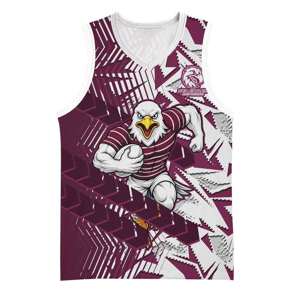 Manly Warringah Sea Eagles Rugby Basketball Jersey Fierce Mascot Geometric Tribal Art