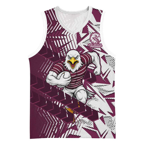 Manly Warringah Sea Eagles Rugby Basketball Jersey Fierce Mascot Geometric Tribal Art