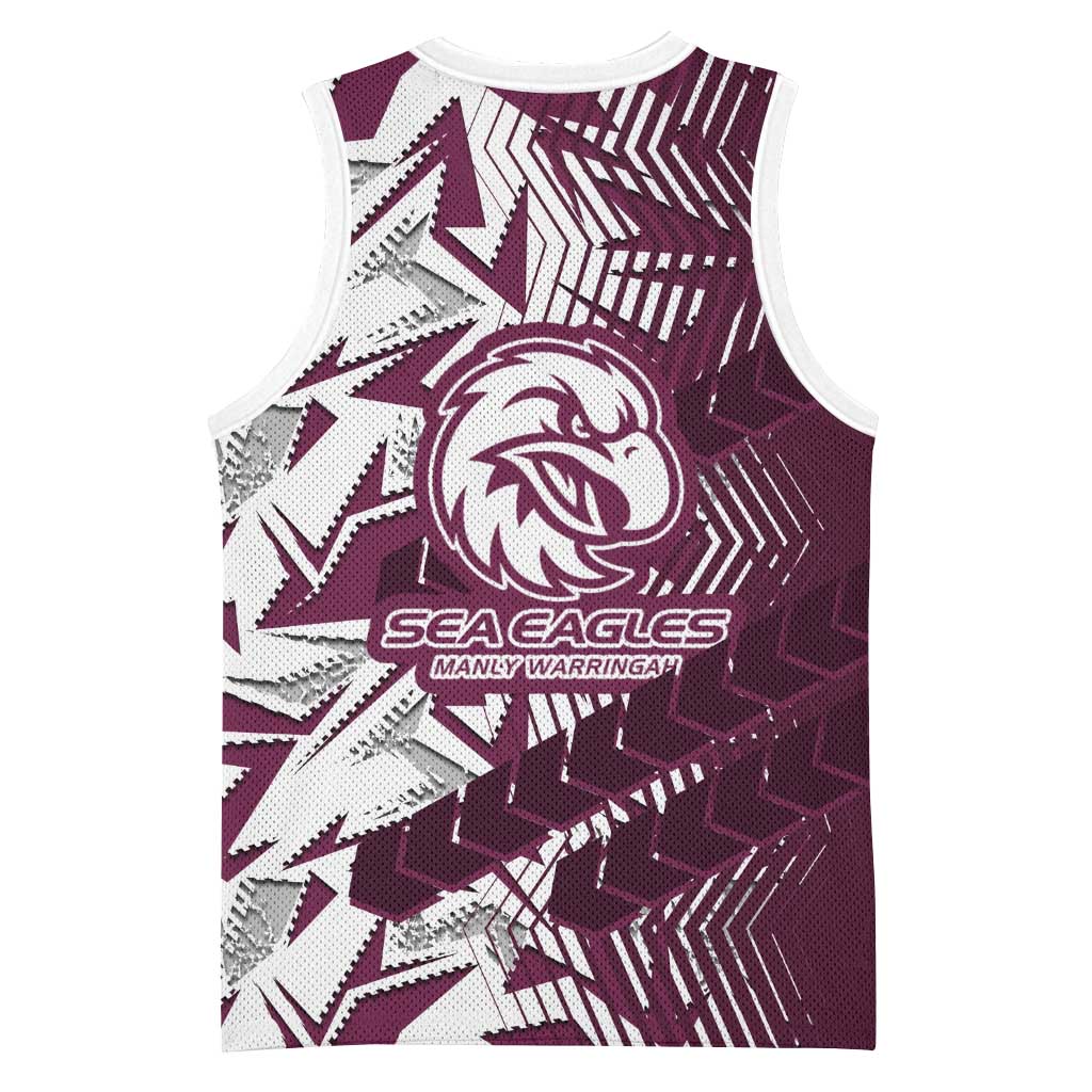 Manly Warringah Sea Eagles Rugby Basketball Jersey Fierce Mascot Geometric Tribal Art