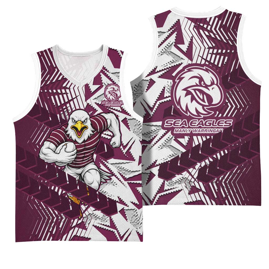 Manly Warringah Sea Eagles Rugby Basketball Jersey Fierce Mascot Geometric Tribal Art