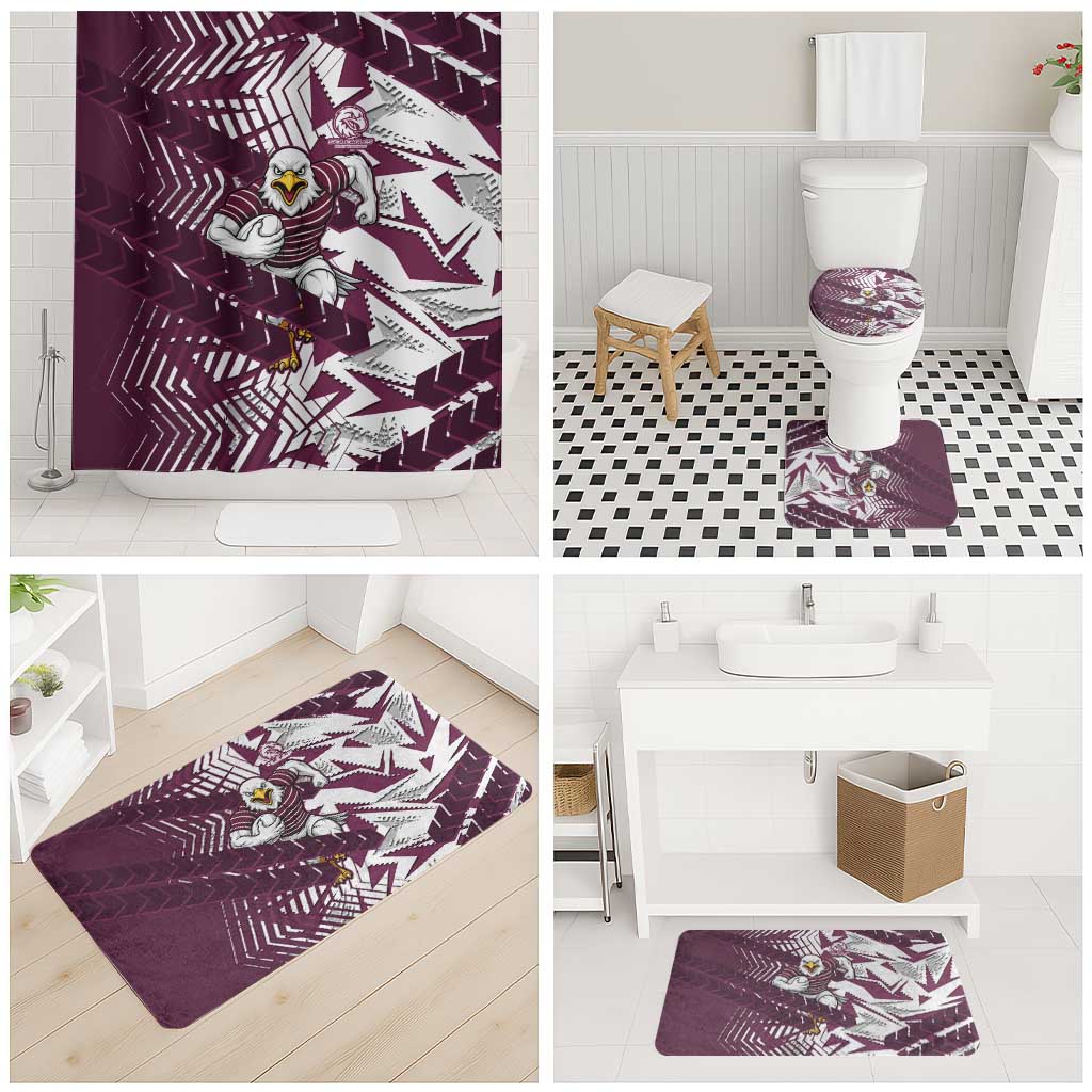 Manly Warringah Sea Eagles Rugby Bathroom Set Fierce Mascot Geometric Tribal Art