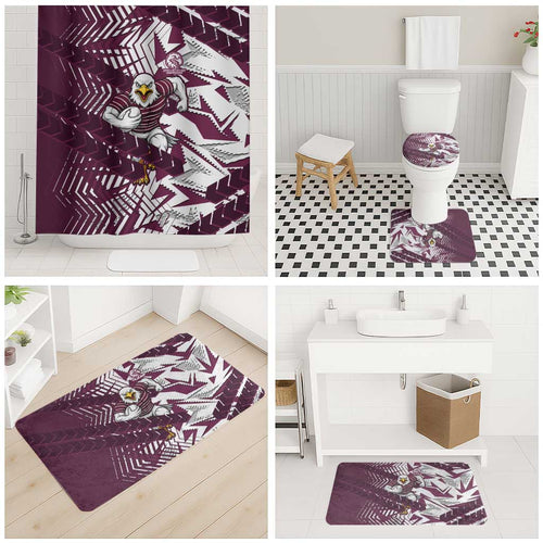 Manly Warringah Sea Eagles Rugby Bathroom Set Fierce Mascot Geometric Tribal Art