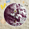 Manly Warringah Sea Eagles Rugby Beach Blanket Fierce Mascot Geometric Tribal Art