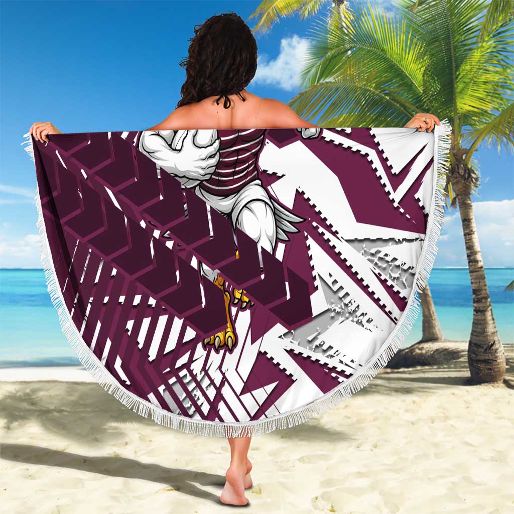 Manly Warringah Sea Eagles Rugby Beach Blanket Fierce Mascot Geometric Tribal Art
