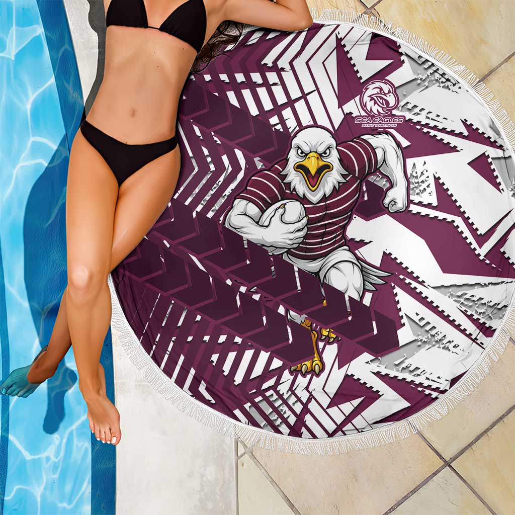 Manly Warringah Sea Eagles Rugby Beach Blanket Fierce Mascot Geometric Tribal Art