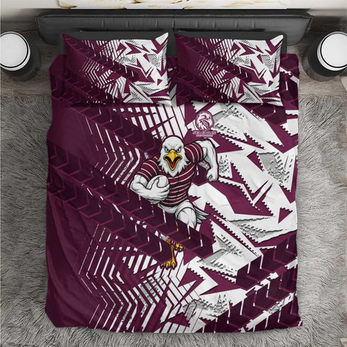 Manly Warringah Sea Eagles Rugby Bedding Set Fierce Mascot Geometric Tribal Art