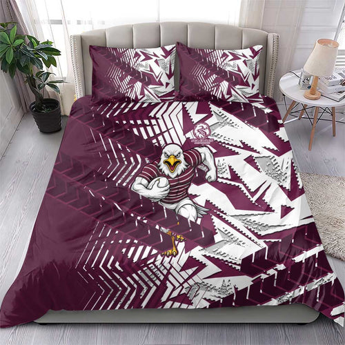Manly Warringah Sea Eagles Rugby Bedding Set Fierce Mascot Geometric Tribal Art