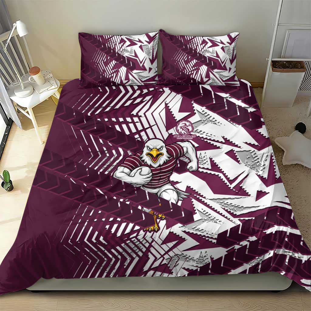 Manly Warringah Sea Eagles Rugby Bedding Set Fierce Mascot Geometric Tribal Art