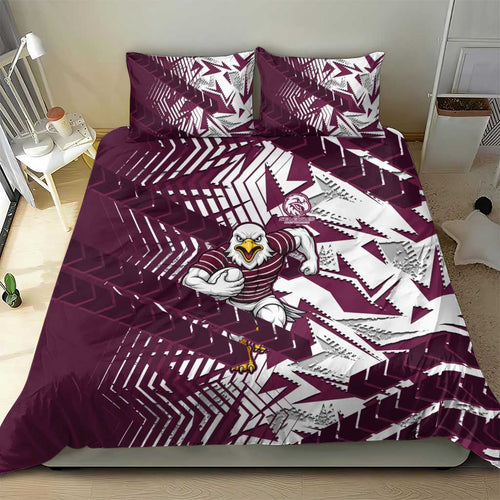 Manly Warringah Sea Eagles Rugby Bedding Set Fierce Mascot Geometric Tribal Art