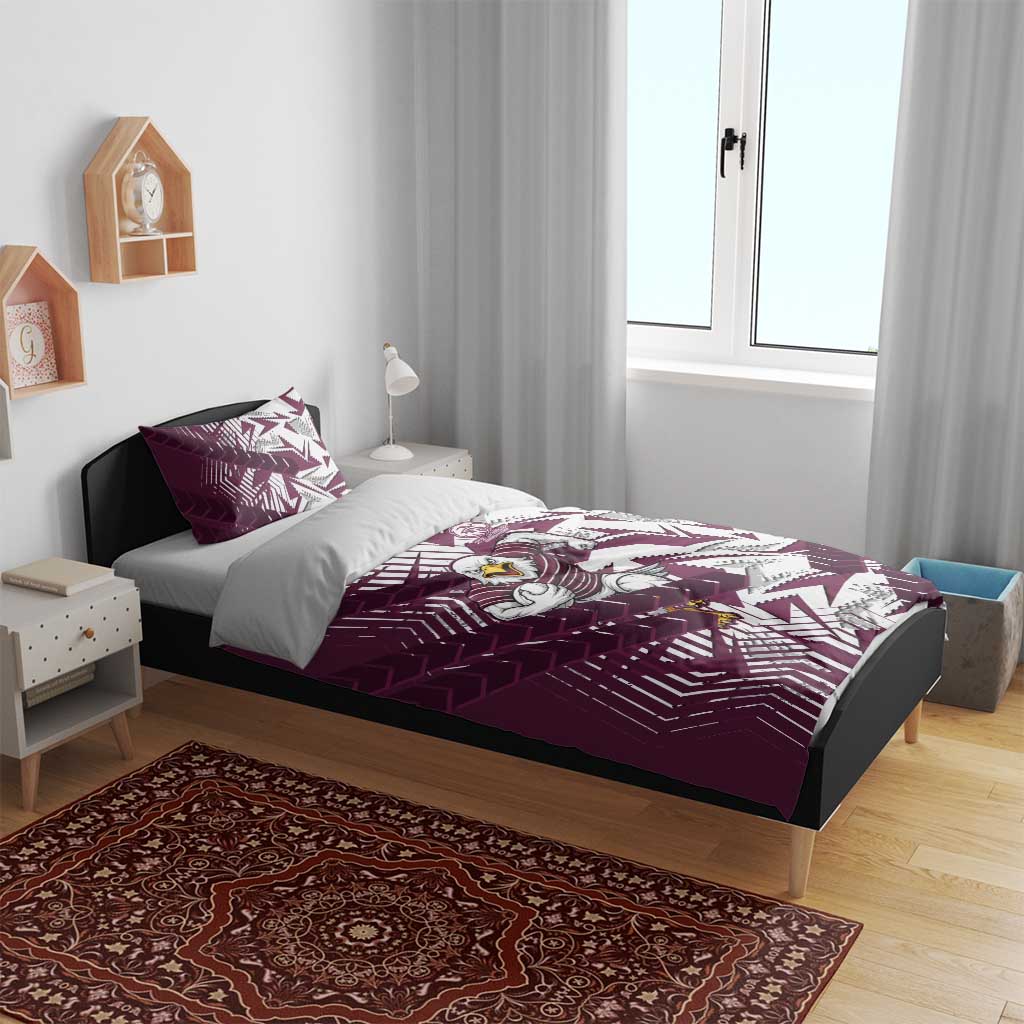 Manly Warringah Sea Eagles Rugby Bedding Set Fierce Mascot Geometric Tribal Art