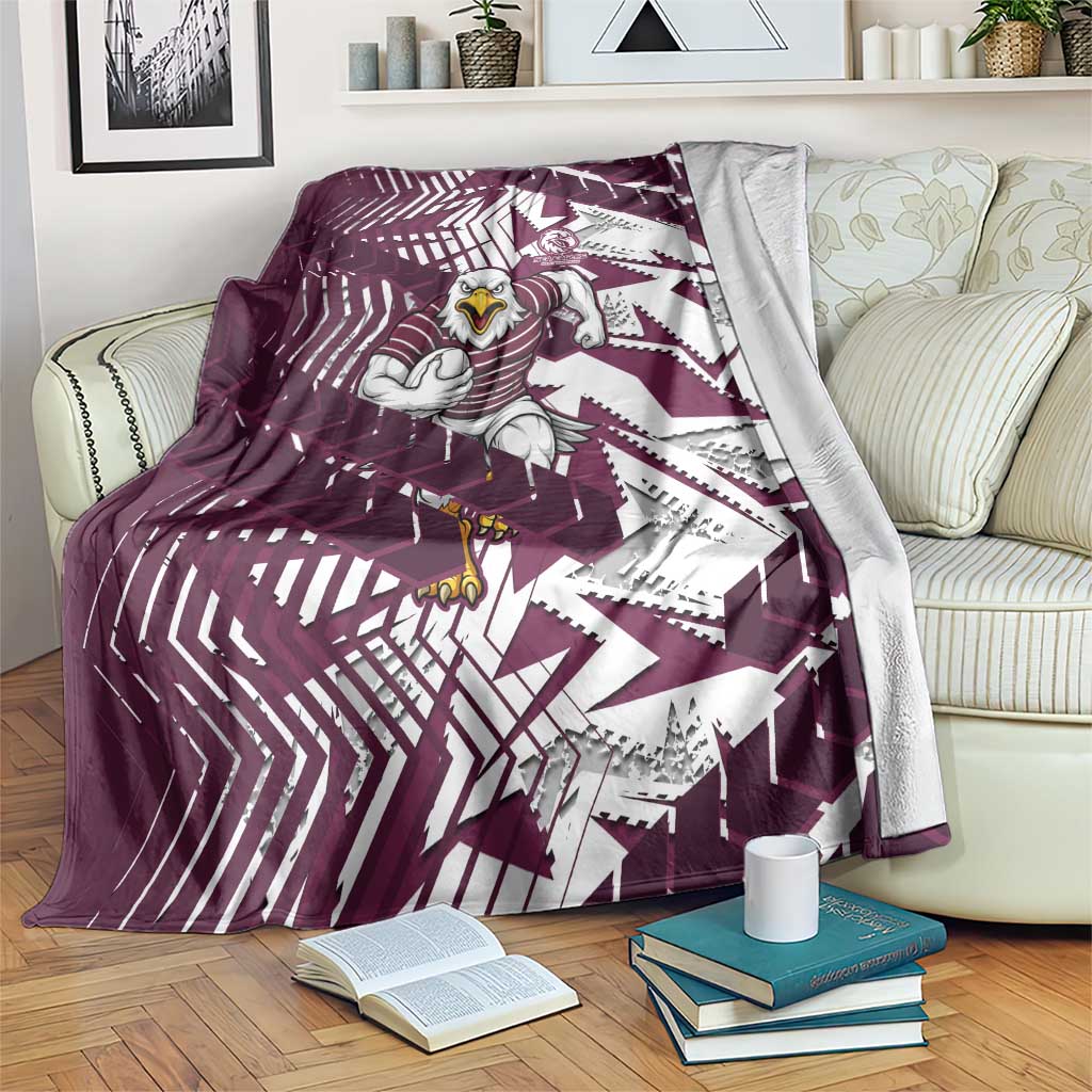 Manly Warringah Sea Eagles Rugby Blanket Fierce Mascot Geometric Tribal Art