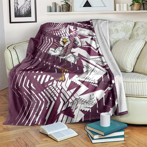Manly Warringah Sea Eagles Rugby Blanket Fierce Mascot Geometric Tribal Art