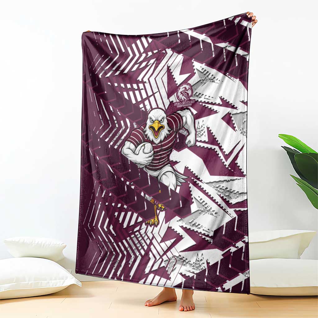 Manly Warringah Sea Eagles Rugby Blanket Fierce Mascot Geometric Tribal Art