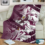 Manly Warringah Sea Eagles Rugby Blanket Fierce Mascot Geometric Tribal Art