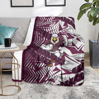 Manly Warringah Sea Eagles Rugby Blanket Fierce Mascot Geometric Tribal Art