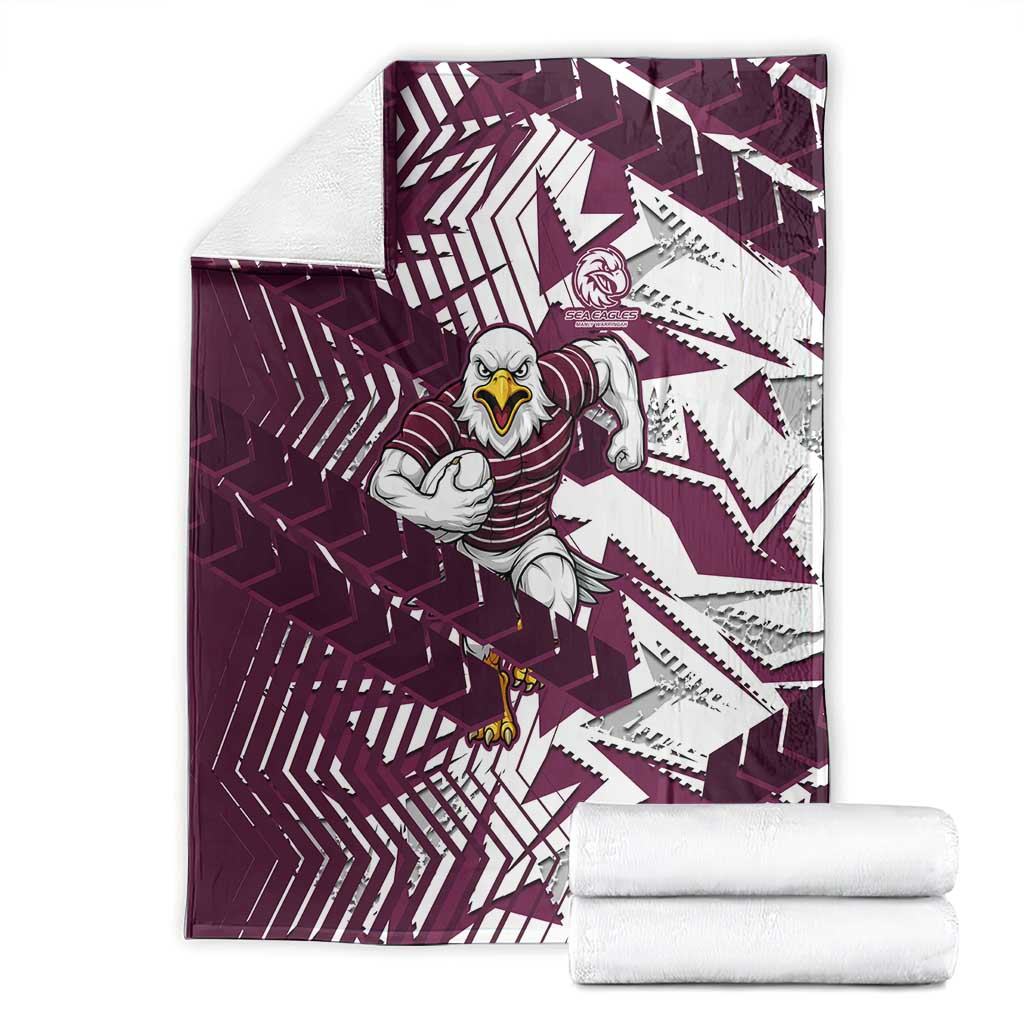Manly Warringah Sea Eagles Rugby Blanket Fierce Mascot Geometric Tribal Art