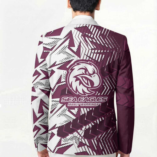 Manly Warringah Sea Eagles Rugby Blazer Fierce Mascot Geometric Tribal Art