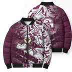 Manly Warringah Sea Eagles Rugby Bomber Puffer Jacket Fierce Mascot Geometric Tribal Art