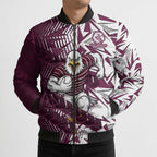 Manly Warringah Sea Eagles Rugby Bomber Puffer Jacket Fierce Mascot Geometric Tribal Art
