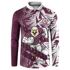 Manly Warringah Sea Eagles Rugby Button Sweatshirt Fierce Mascot Geometric Tribal Art