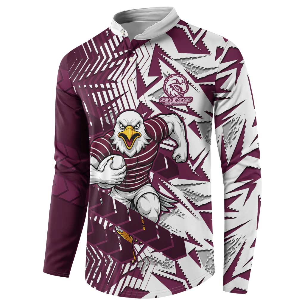 Manly Warringah Sea Eagles Rugby Button Sweatshirt Fierce Mascot Geometric Tribal Art