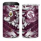 Manly Warringah Sea Eagles Rugby 4 in 1 Can Cooler Tumbler Fierce Mascot Geometric Tribal Art