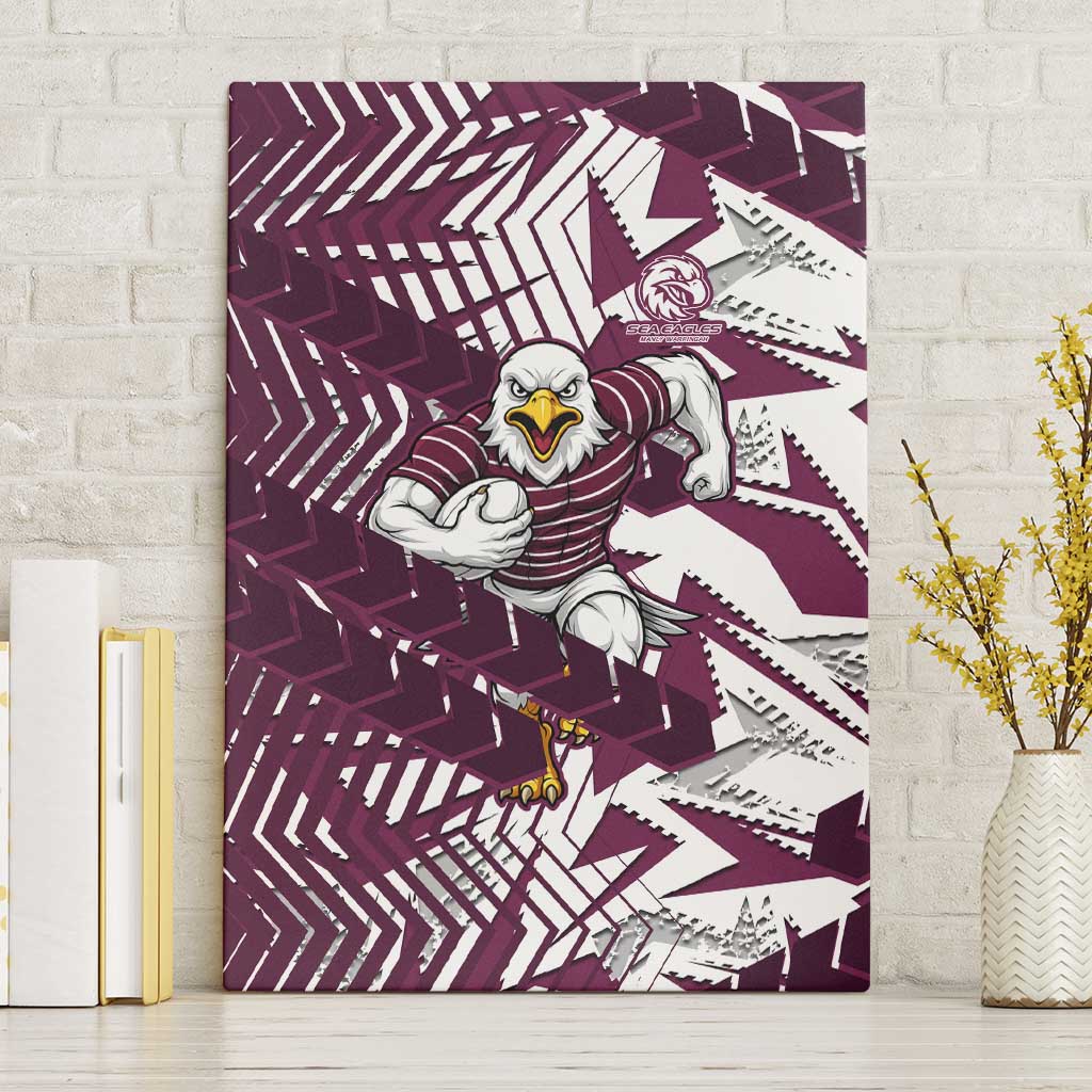 Manly Warringah Sea Eagles Rugby Canvas Wall Art Fierce Mascot Geometric Tribal Art