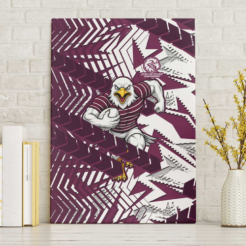 Manly Warringah Sea Eagles Rugby Canvas Wall Art Fierce Mascot Geometric Tribal Art