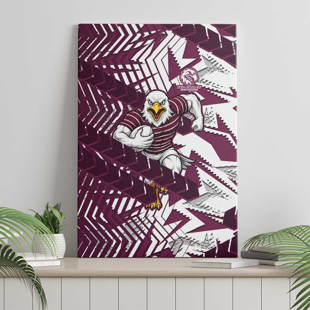 Manly Warringah Sea Eagles Rugby Canvas Wall Art Fierce Mascot Geometric Tribal Art