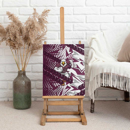 Manly Warringah Sea Eagles Rugby Canvas Wall Art Fierce Mascot Geometric Tribal Art