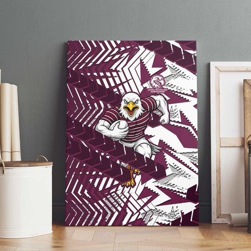 Manly Warringah Sea Eagles Rugby Canvas Wall Art Fierce Mascot Geometric Tribal Art