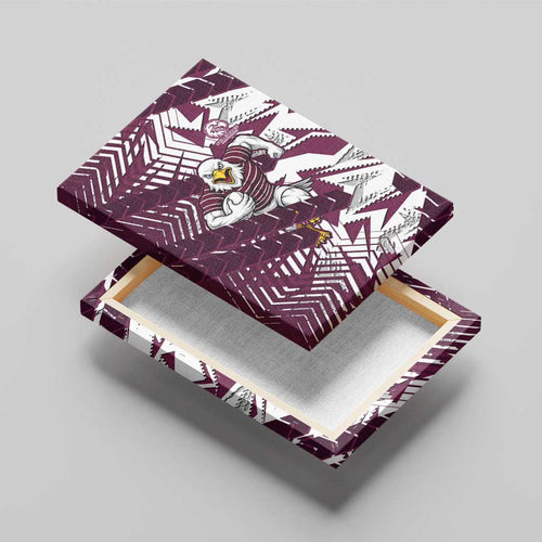 Manly Warringah Sea Eagles Rugby Canvas Wall Art Fierce Mascot Geometric Tribal Art