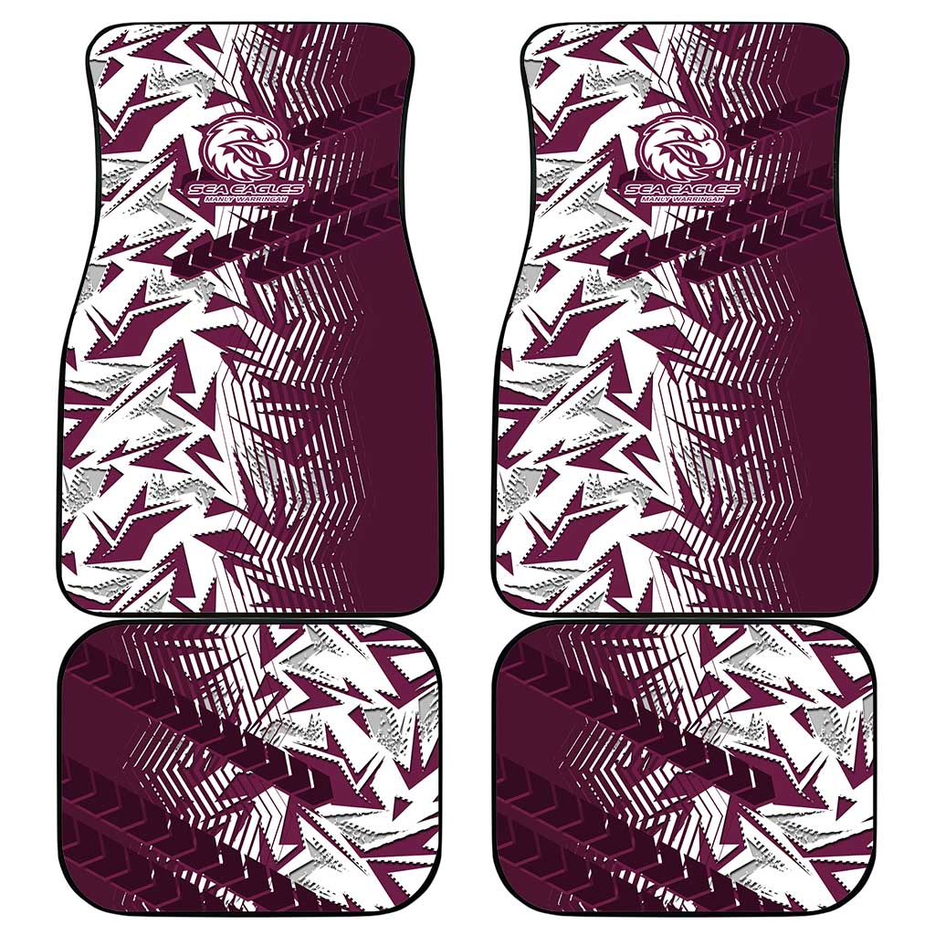 Manly Warringah Sea Eagles Rugby Car Mats Fierce Mascot Geometric Tribal Art