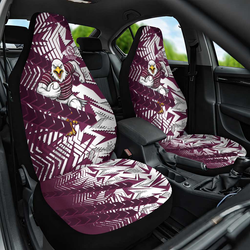 Manly Warringah Sea Eagles Rugby Car Seat Cover Fierce Mascot Geometric Tribal Art