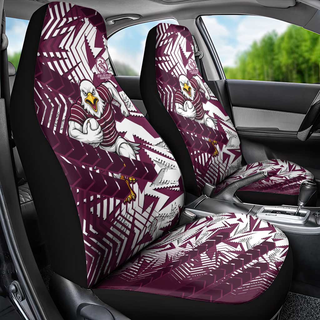 Manly Warringah Sea Eagles Rugby Car Seat Cover Fierce Mascot Geometric Tribal Art