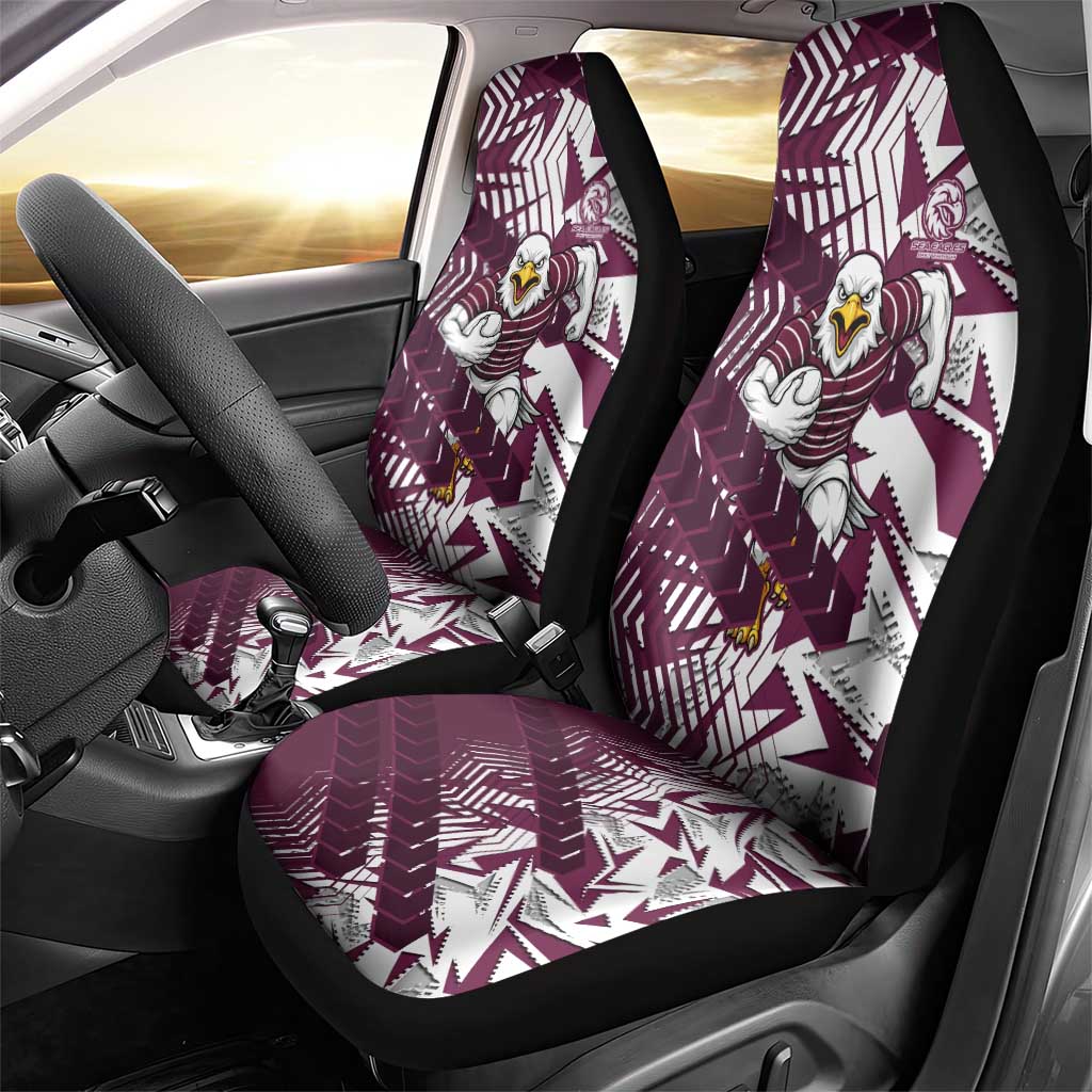 Manly Warringah Sea Eagles Rugby Car Seat Cover Fierce Mascot Geometric Tribal Art