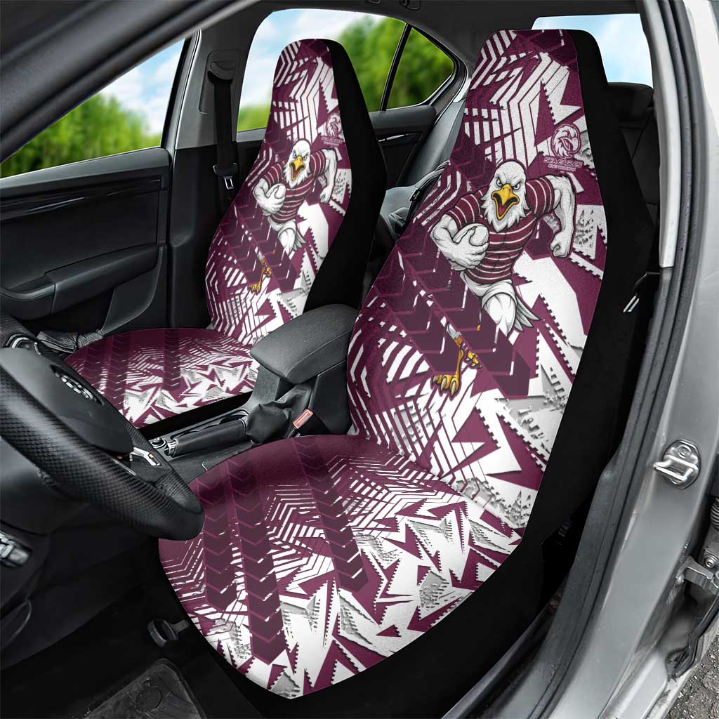Manly Warringah Sea Eagles Rugby Car Seat Cover Fierce Mascot Geometric Tribal Art