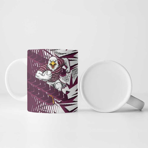 Manly Warringah Sea Eagles Rugby Ceramic Mug Fierce Mascot Geometric Tribal Art