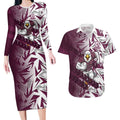 Manly Warringah Sea Eagles Rugby Couples Matching Long Sleeve Bodycon Dress and Hawaiian Shirt Fierce Mascot Geometric Tribal Art