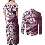 Manly Warringah Sea Eagles Rugby Couples Matching Off Shoulder Maxi Dress and Long Sleeve Button Shirt Fierce Mascot Geometric Tribal Art