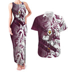 Manly Warringah Sea Eagles Rugby Couples Matching Tank Maxi Dress and Hawaiian Shirt Fierce Mascot Geometric Tribal Art