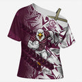 Manly Warringah Sea Eagles Rugby Cross Shoulder Shirt Fierce Mascot Geometric Tribal Art