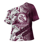 Manly Warringah Sea Eagles Rugby Cross Shoulder Shirt Fierce Mascot Geometric Tribal Art