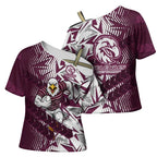 Manly Warringah Sea Eagles Rugby Cross Shoulder Shirt Fierce Mascot Geometric Tribal Art