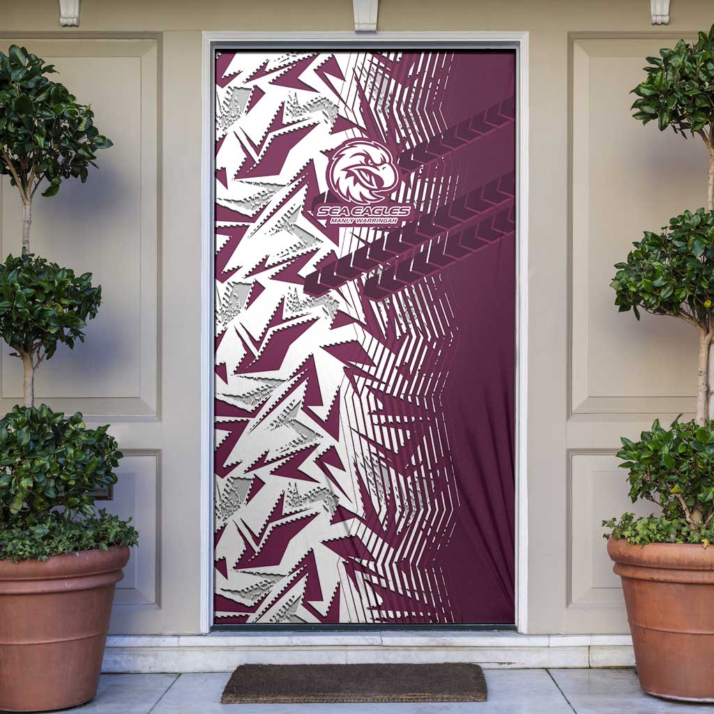 Manly Warringah Sea Eagles Rugby Door Cover Fierce Mascot Geometric Tribal Art