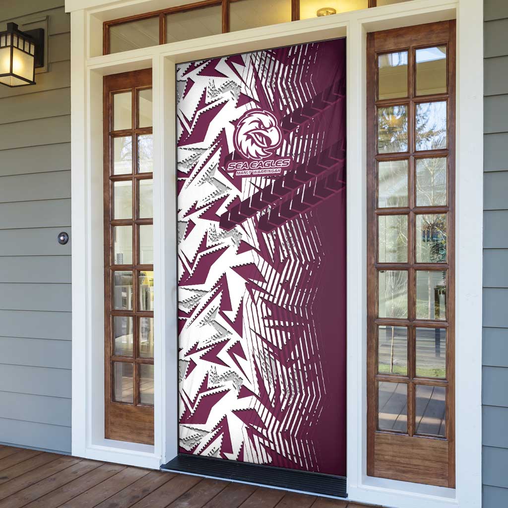 Manly Warringah Sea Eagles Rugby Door Cover Fierce Mascot Geometric Tribal Art