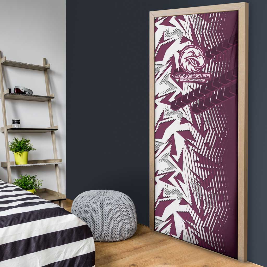 Manly Warringah Sea Eagles Rugby Door Cover Fierce Mascot Geometric Tribal Art