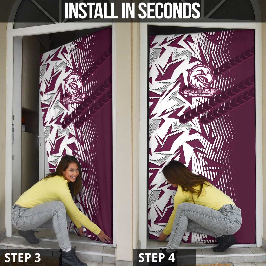 Manly Warringah Sea Eagles Rugby Door Cover Fierce Mascot Geometric Tribal Art